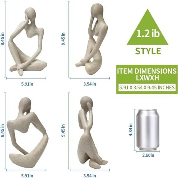 Resin Thinker Style Abstract Sculpture Statue Collectible Figurines Home Office - Picture 6 of 7